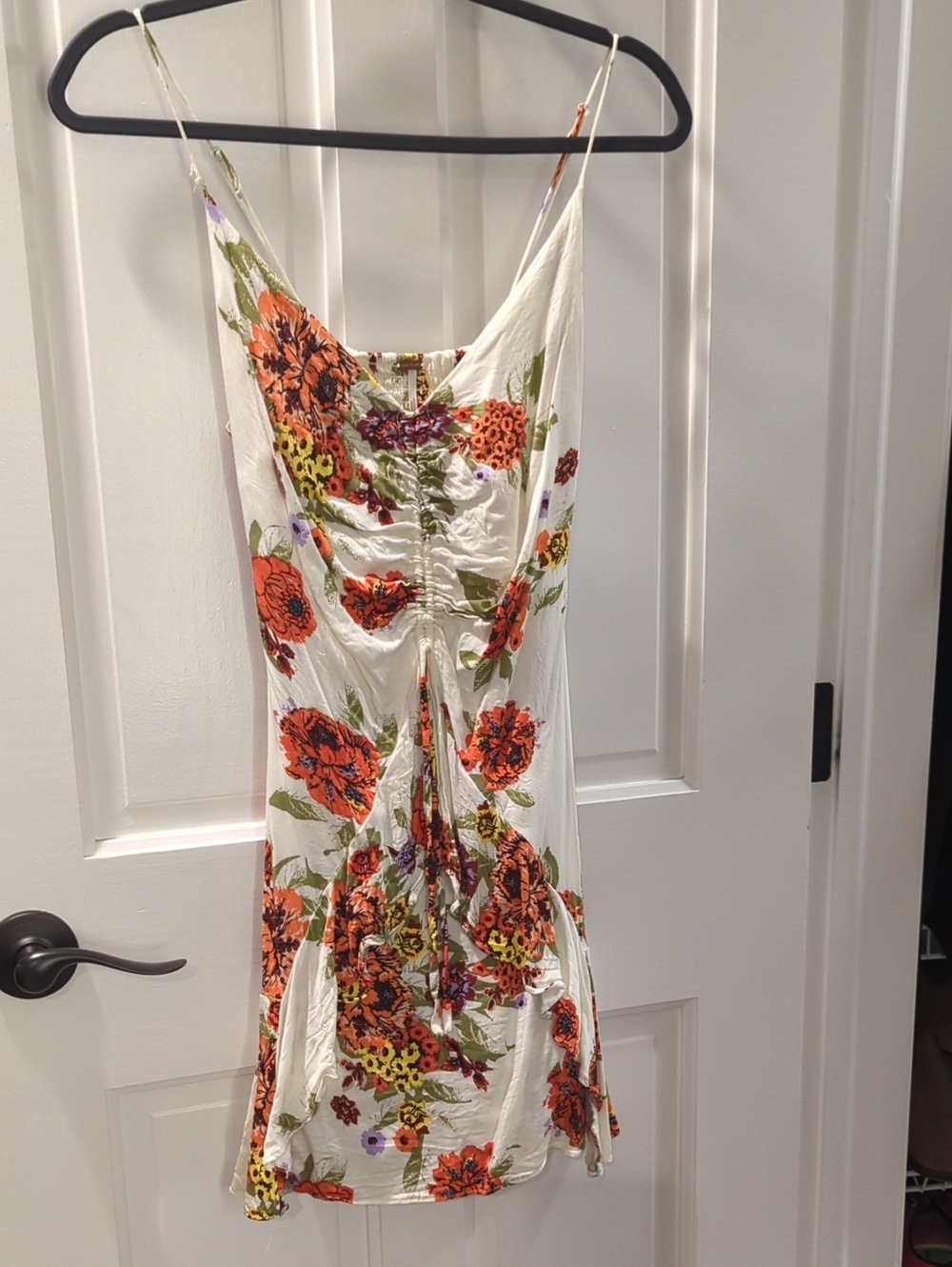 Free People Cream Mini Dress with Orange & Green Floral Print